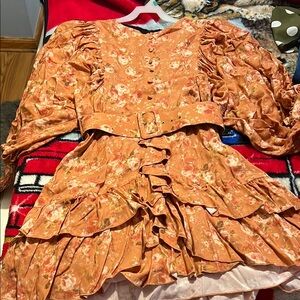 Floral Ruffled Dress with Belt